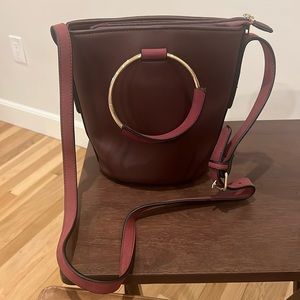 Melie Bianco crossbody - deep cranberry, gold accents